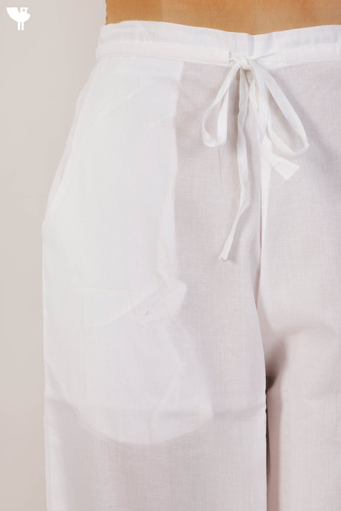Cambric Cotton Cropped Pants With Elasticated Waistband